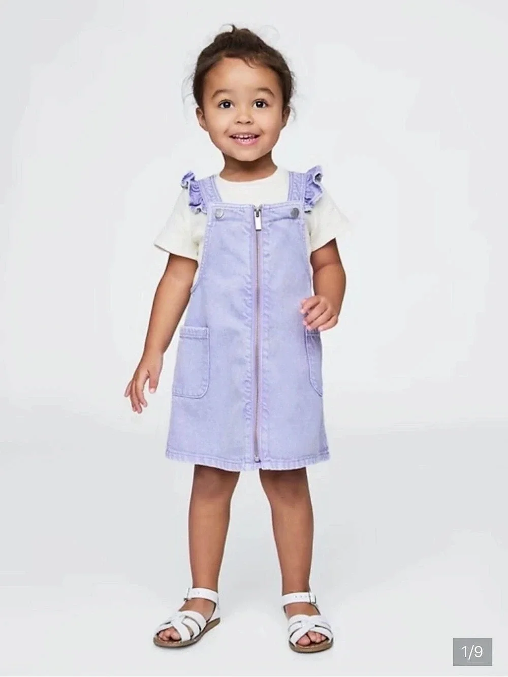 baby GAP Girls Purple Ruffle Strap Overalls dress 2T